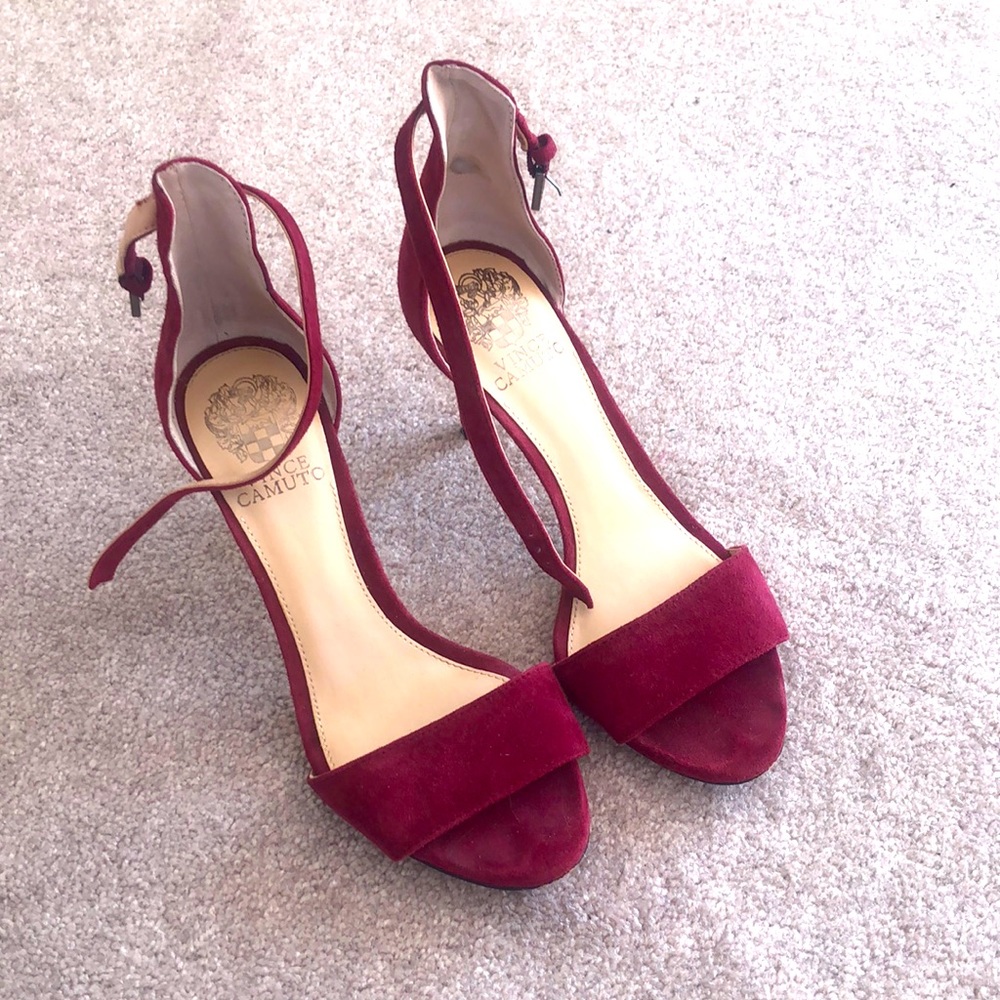 Suede sandal heels